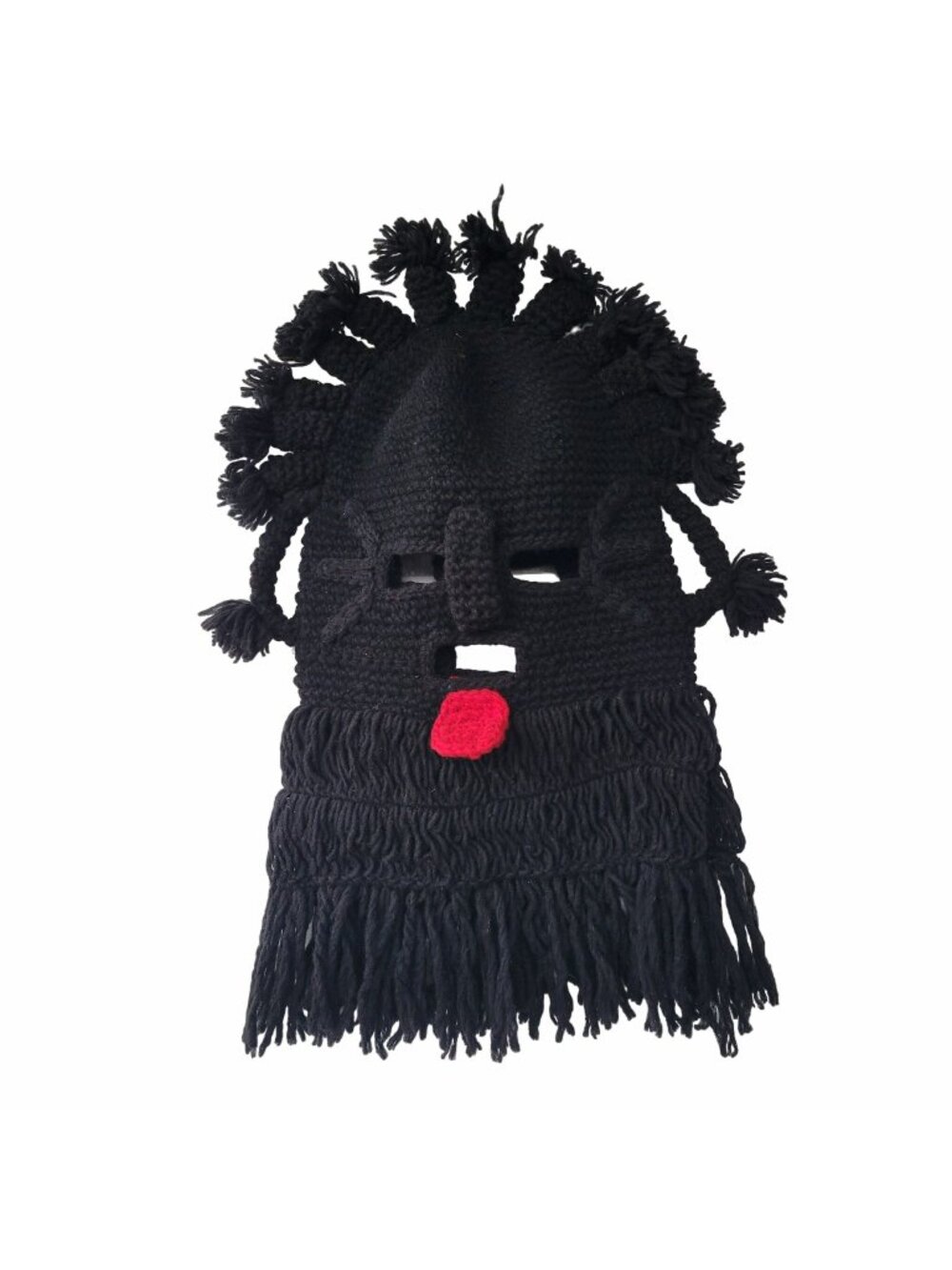 ✨NEW Handmade  Aya Huma Diablo Umo Inca's Adult Mask Ecuador Black Inti Raymi✨